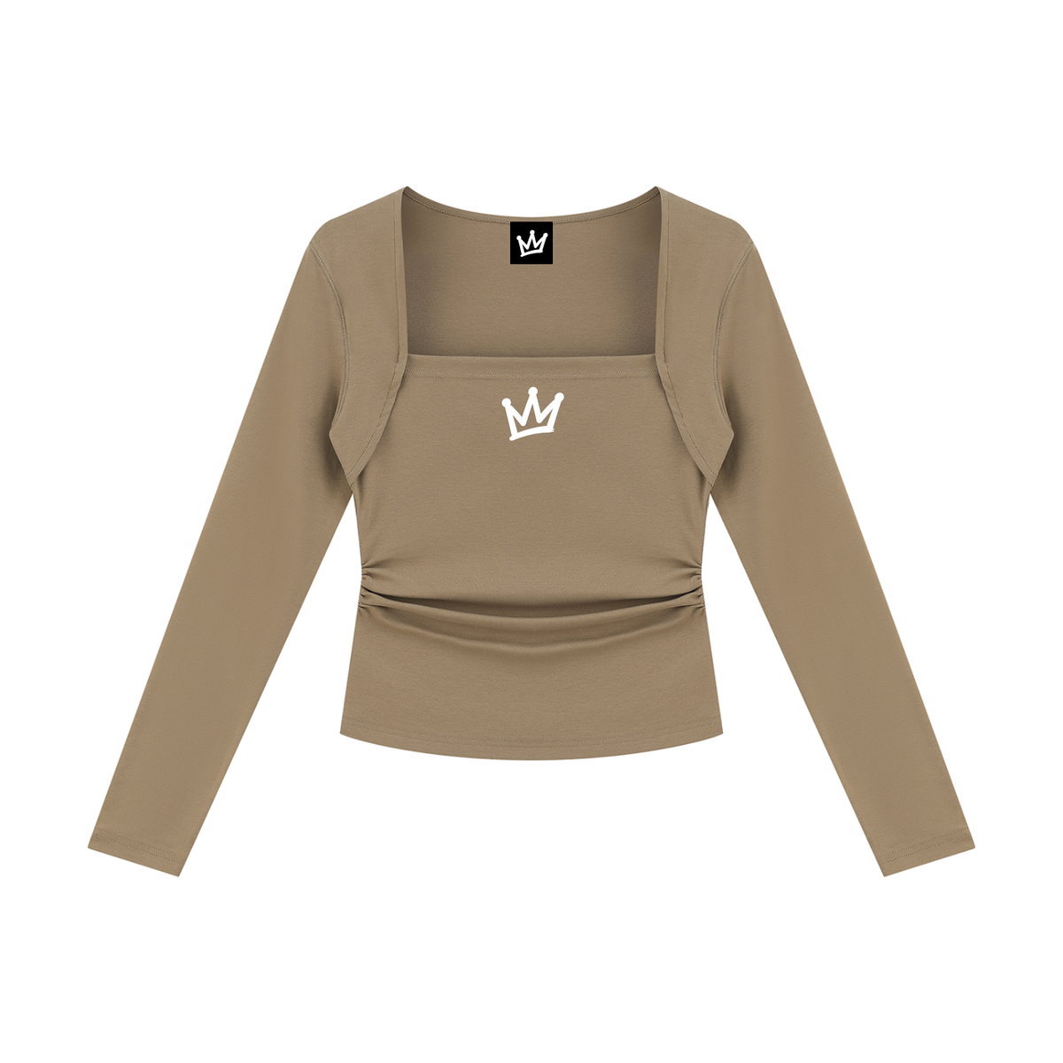 streetwear,womens,ruched,top,caught,up,square,neck,long,sleeve,love,is,a,trap,femme,fatale