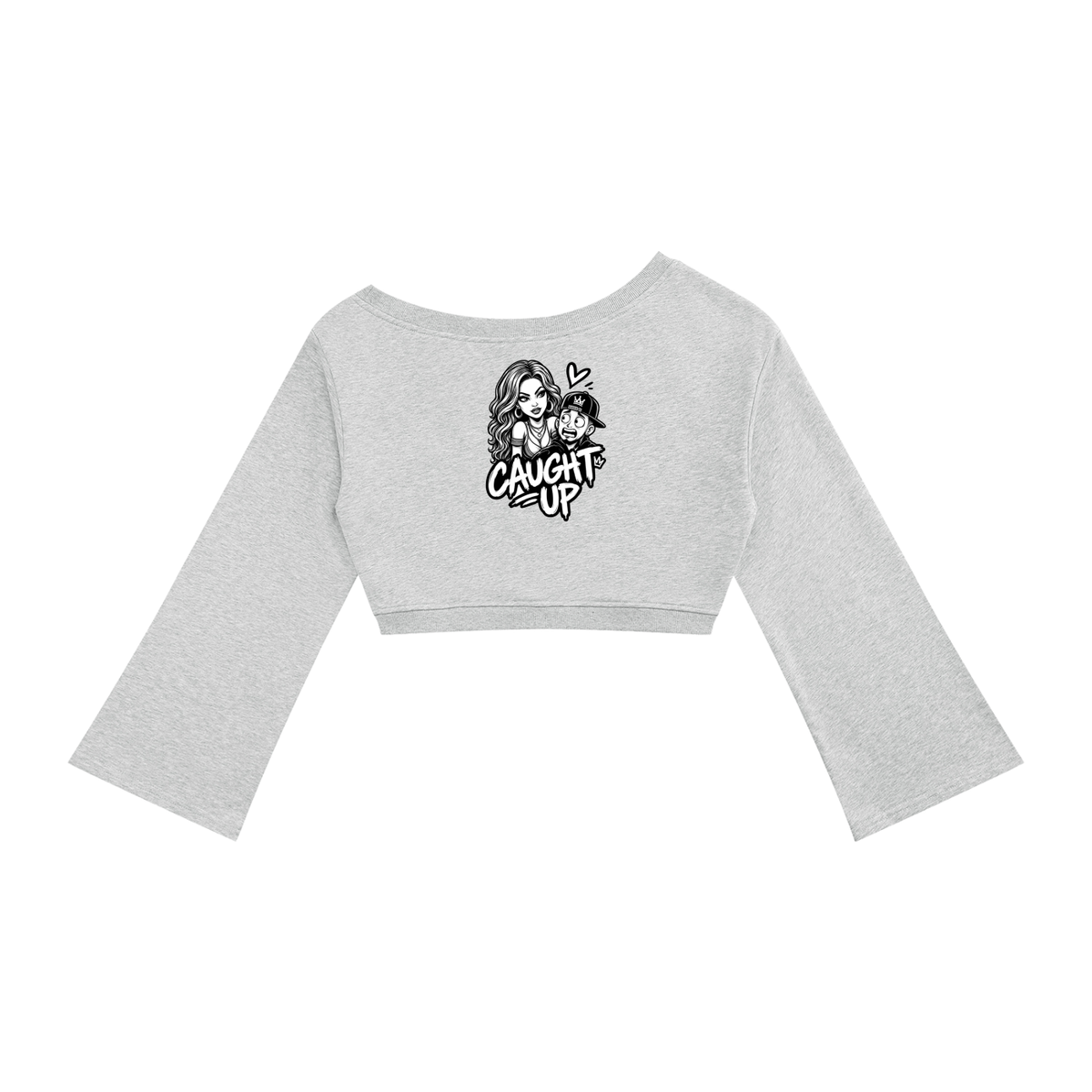 streetwear,womens,off,shoulder,top,caught,up,cropped,long,sleeve,comic,art,love,is,a,trap