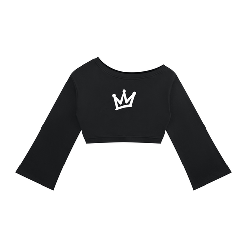 streetwear,womens,off,shoulder,top,caught,up,cropped,long,sleeve,comic,art,love,is,a,trap
