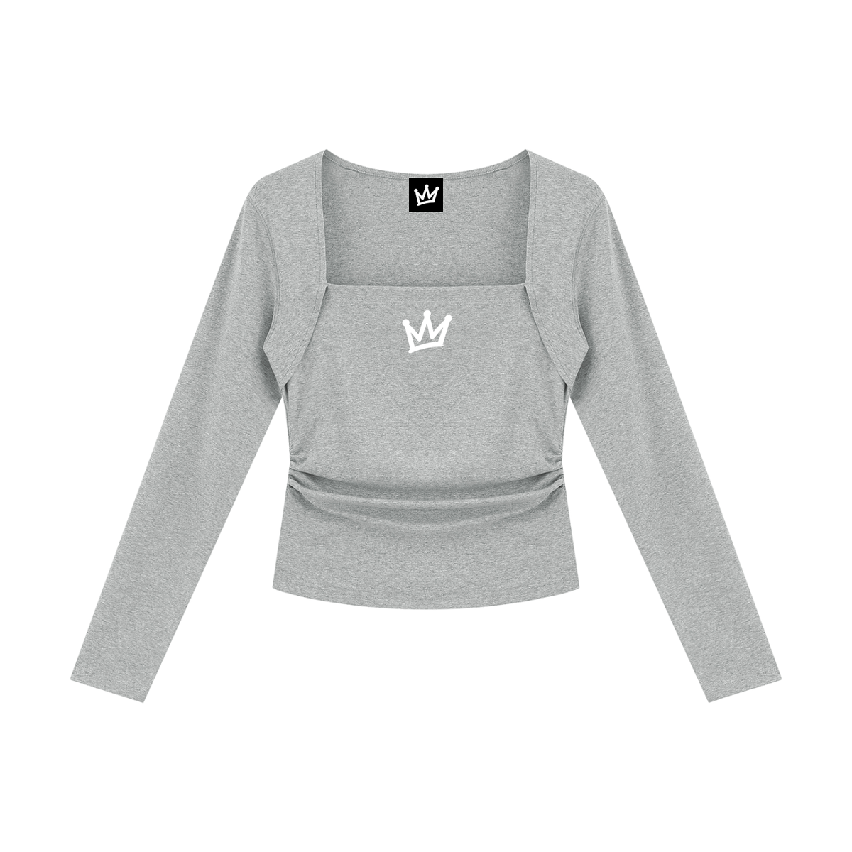 streetwear,womens,ruched,top,caught,up,square,neck,long,sleeve,love,is,a,trap,femme,fatale