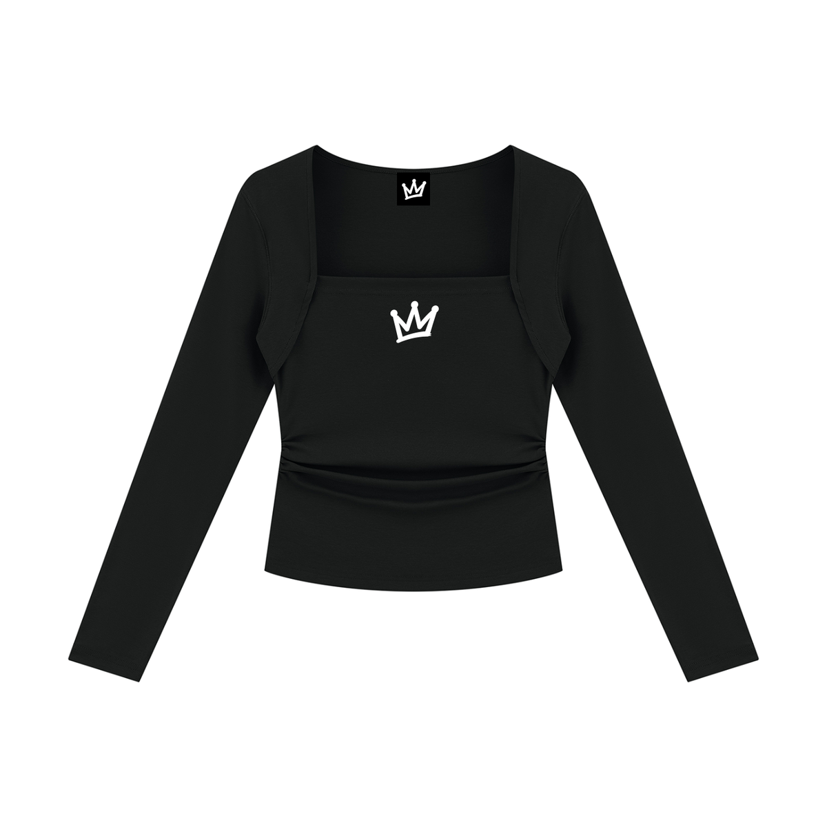 streetwear,womens,ruched,top,caught,up,square,neck,long,sleeve,love,is,a,trap,femme,fatale