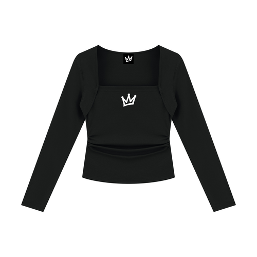 streetwear,womens,ruched,top,caught,up,square,neck,long,sleeve,love,is,a,trap,femme,fatale