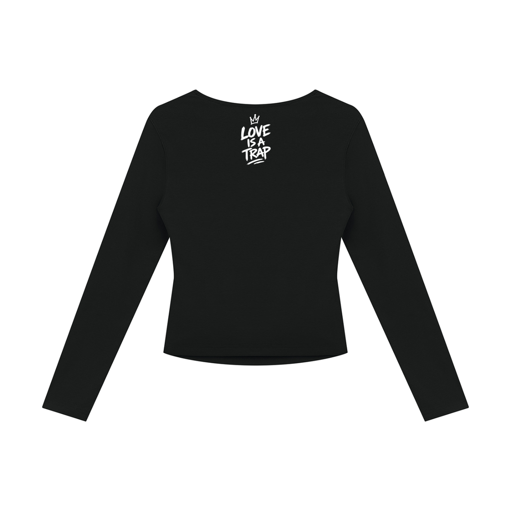 streetwear,womens,ruched,top,caught,up,square,neck,long,sleeve,love,is,a,trap,femme,fatale