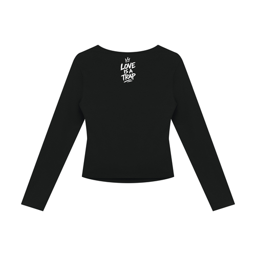 streetwear,womens,ruched,top,caught,up,square,neck,long,sleeve,love,is,a,trap,femme,fatale
